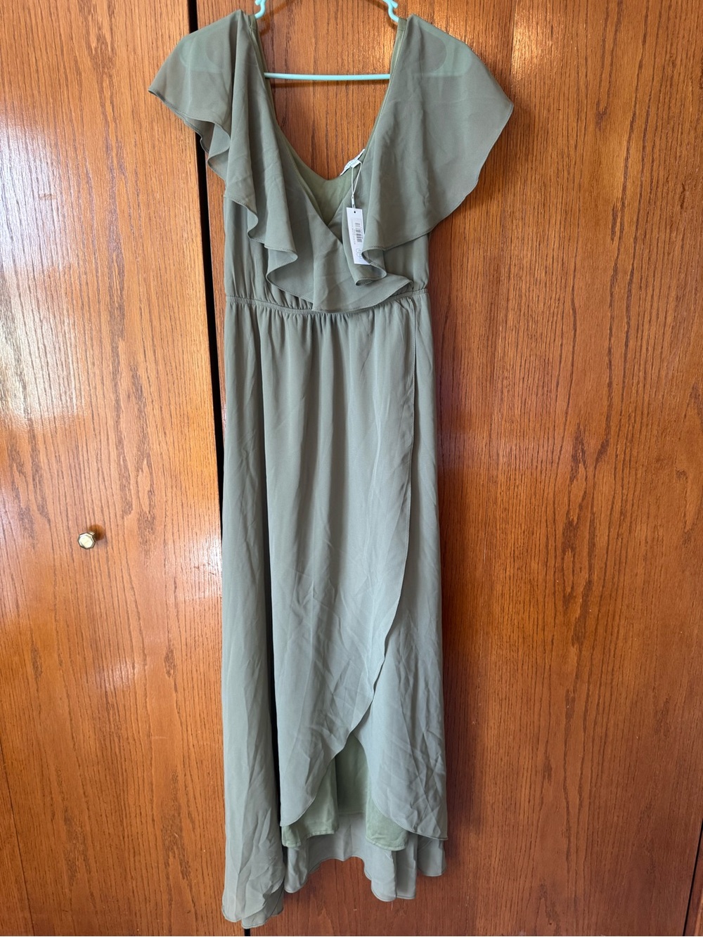 Baltic Born Olive Green Ruffle High-Low Maxi Dress